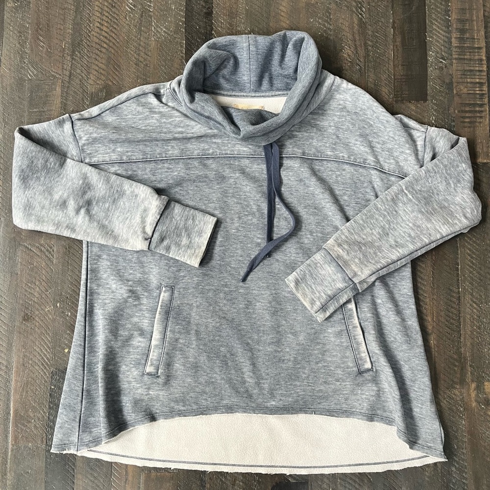 Altar'd State Sweatshirt Womens XS Blue Cowl Neck Pullover Drawstring